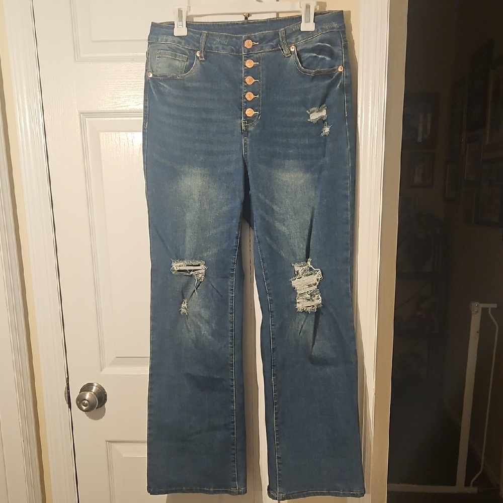 Distressed Blue Jeans